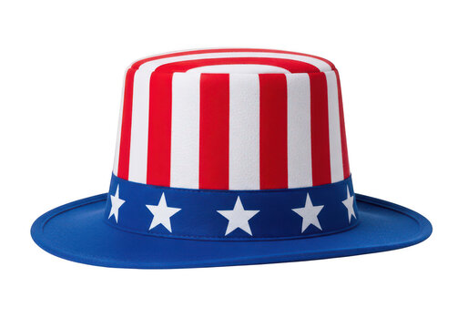 Patriotic red white and blue party hat with stars PNG isolated on transparent background