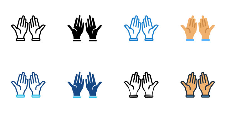 Praying ritual icons set multiple style collection. Editable stroke 
