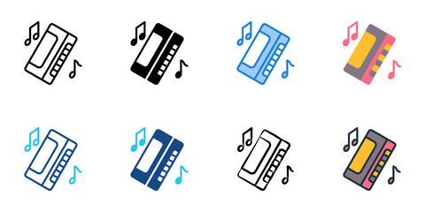 Fototapeta premium Harmonica lantern icons set multiple style collection. Editable stroke 