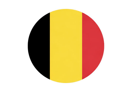 Belgian flag circle design with black yellow and red stripes PNG isolated on transparent background