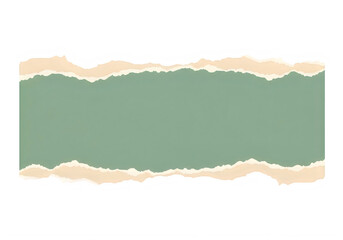 Naklejka premium Torn paper strip with green center and beige edges on white background transparent background