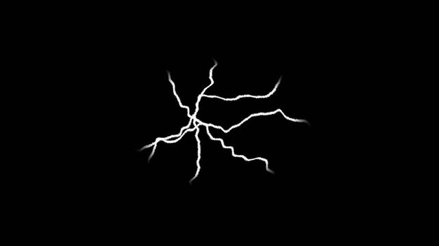 Isolated Hand Drawn Lightning Electric Arcing Loop Kinetic Energy Sparks Animation Black Background 5 Seconds 4K Video