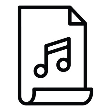Sheet music document with eighth note symbol on white background icon