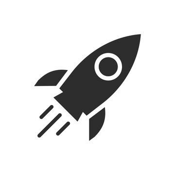 Rocket icon. Monochrome black and white symbol