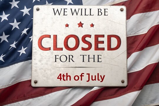 We Will Be Closed 4th of July Sign, Independence Day Metal Closed Sign, Patriotic American Flag Closed Notice, 4th of July Business Closure Sign, Vintage July 4th Closed Sign