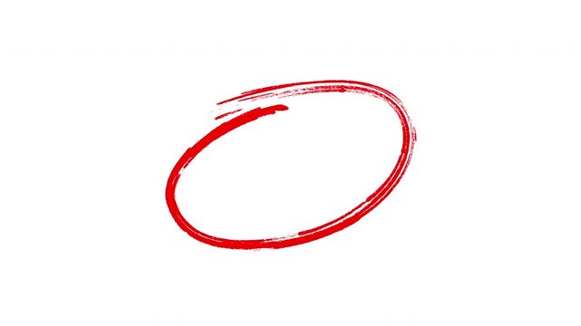 Handdrawn red ink circle ideal for logo design or graphic elements. Captivating oval shape adds dynamic accent to designs.