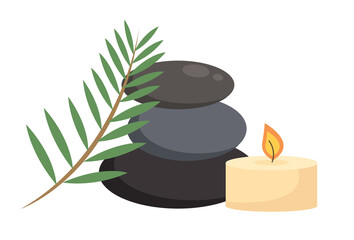 Naklejka premium Spa Stones and Candle Illustration