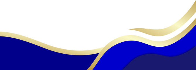 Naklejka premium Blue And Gold Elegant Wavy Footer