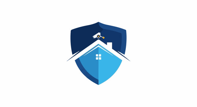 Shield logo with house and security camera