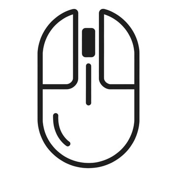 Minimalist line art illustration of a computer mouse with scroll wheel and buttons isolated on transparent background