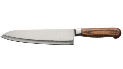 Fototapeta premium Chef s knife with polished steel blade and wooden handle