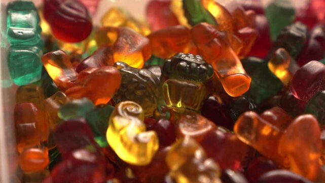 Colorful marmalade candies taken in close-up. Marmalade animals.