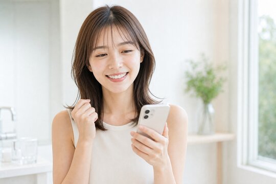 ホワイトニング予約完了後に微笑む女性