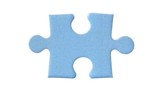 Single blue puzzle piece with interlocking tabs