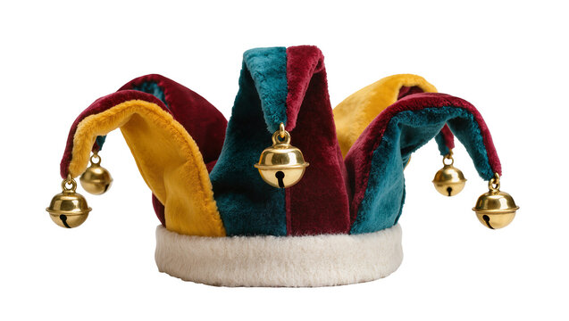 Jester hat with gold bells and plush trim