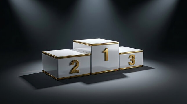 White podium with gold accents, showcasing sense of achievement and competition