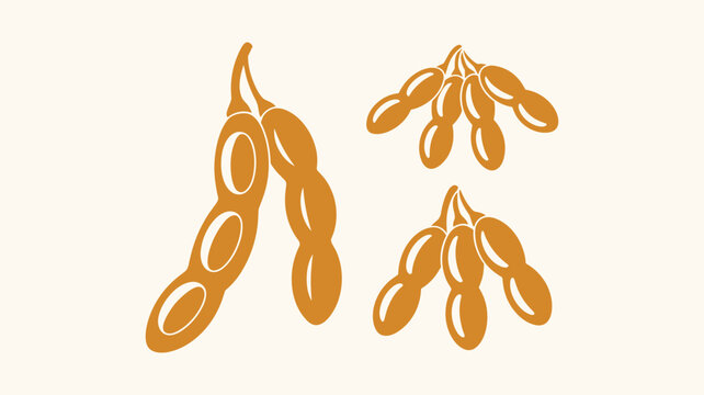 Set of stylized soybeans on a light background, simple graphic illustration.