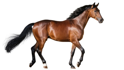 Obraz premium Brown horse with black mane and tail trotting