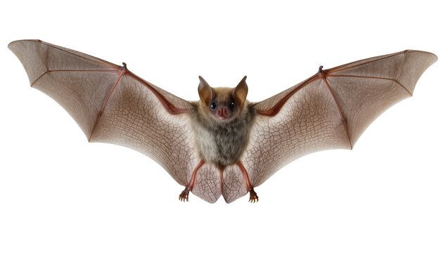 Furry bat with spread wings and visible veins