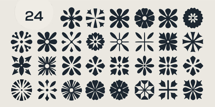 Floral ornament vector illustrations a collection of symmetrical botanical designs
