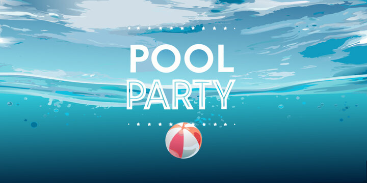 Beach ball and underwater view vibrant vector illustration for summer events