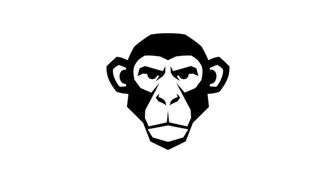 Black and white monkey face logo.