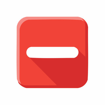 Red Minus Icon with Shadow