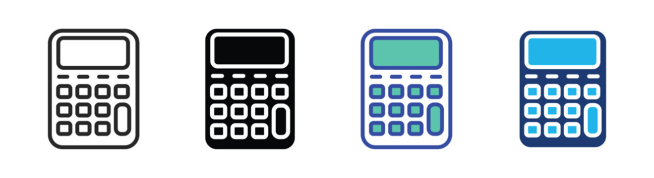 Calculator icon set multiple style collection