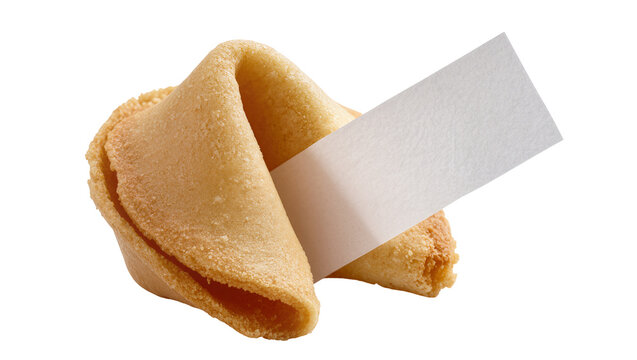 Fortune cookie with blank white paper strip