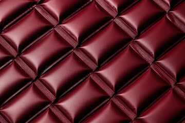 Naklejka premium Burgundy geometric leather texture with folded quilted abstract pattern