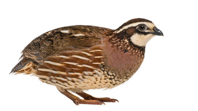 Bobwhite quail bird with brown and white plumage
