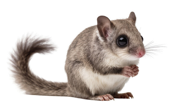 Small flying squirrel with big eyes and bushy tail