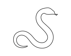 Fototapeta premium Minimalist snake line art vector, slithering serpent outline, simple reptile silhouette icon