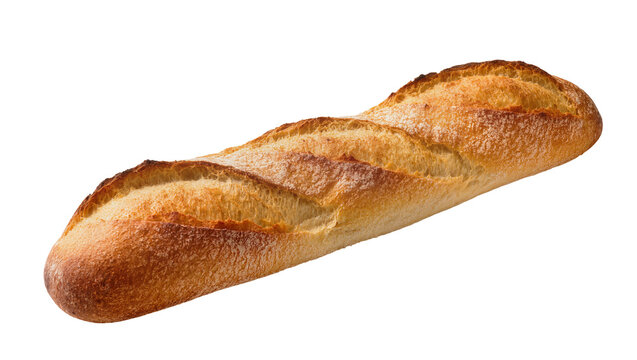 Golden brown crusty French baguette bread with scoring marks