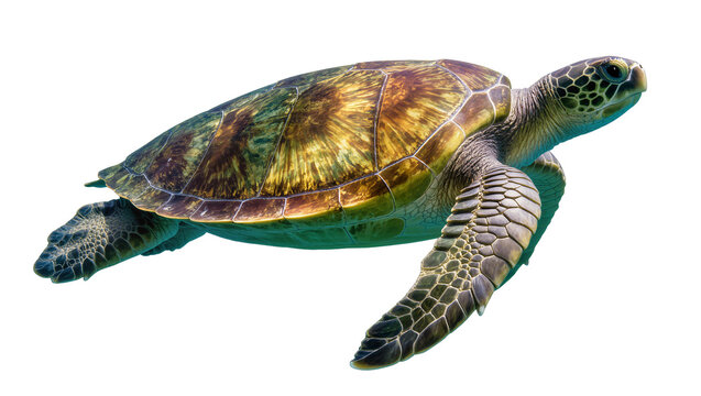 Sea turtle swimming with patterned shell and flippers