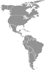 Fototapeta premium Map of the Americas in halftone dot pattern on transparent background