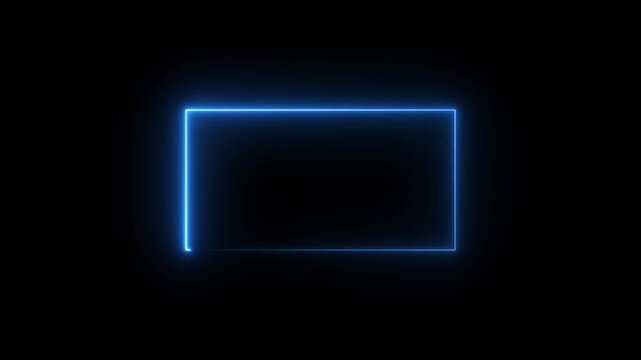 A rectangular frame is formed by two distinct neon light colors against a black background. animation