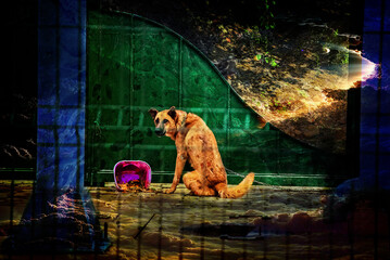 Dog in a cage of chaouen © Sidoniya