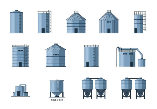 Industrial storage tanks and grain silos collection
