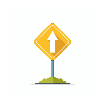 Yellow diamond arrow sign with flat design style
