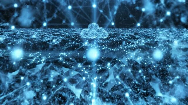Cloud network digital technology data connection abstract blue internet communication cloud computing network connection digital data technology background data transfer abstract technology blue
