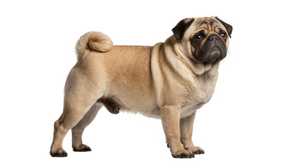 Fototapeta premium Fawn pug dog standing profile view