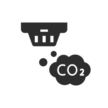 Co_ detector icon. Smoke. Monochrome black and white symbol