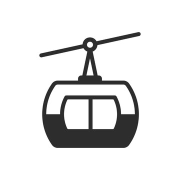 Aerial lift mountain icon. Monochrome black and white symbol