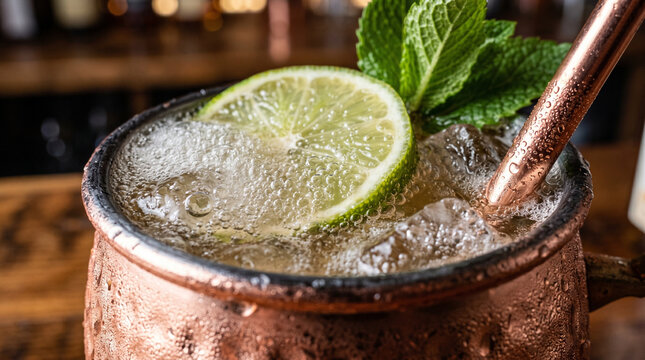 Moscow Mule, bubbles close up