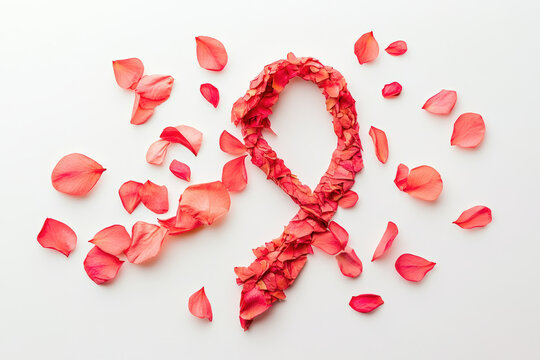 A beautiful, floral ribbon made of red petals. It represents thyroid cancer awareness.
