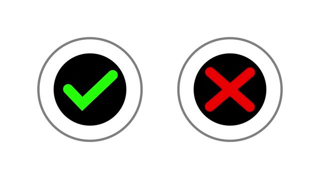 Red Cross Mark and Green Check mark icon.