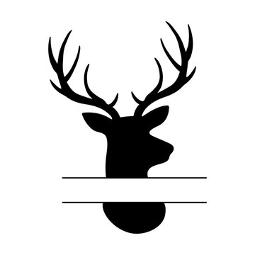 Deer monogram svg cut file. Isolated vector illustration.
