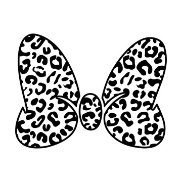 Leopard hair bow coquette svg cut file. Isolated vector illustration.