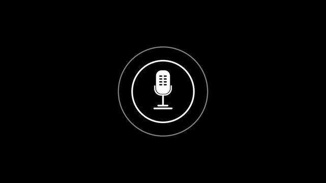 voice recording and podcast mic microphone button icon animation video.